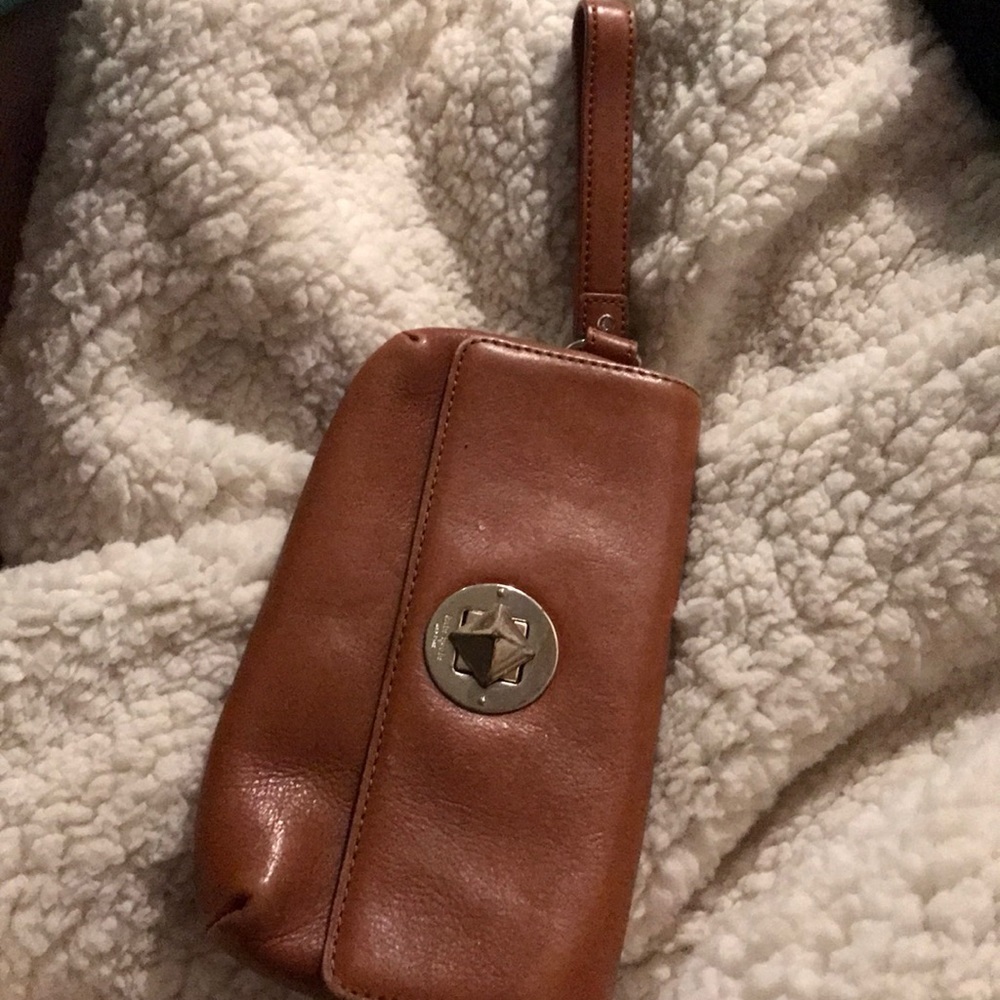 Kate spade turn lock wristlet, brown, used
